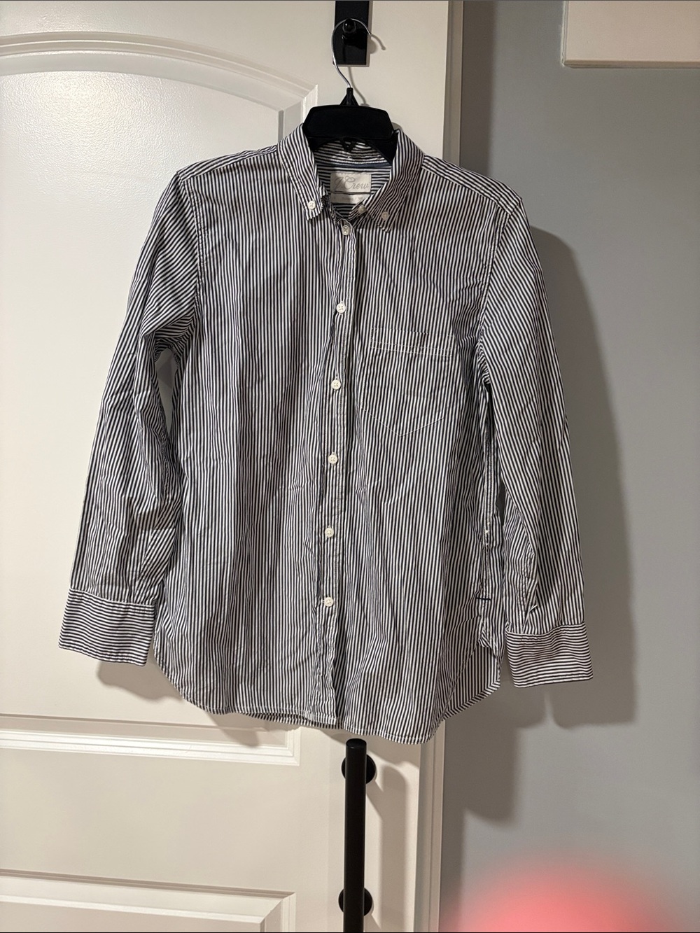 J. Crew Narrow Navy & White Stripe Button-Down Shirt